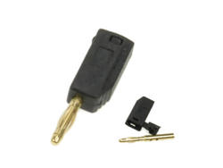 Wtyk bananowy; 2mm; 25.206.2; czarny; 26,5mm; lutowany; wtykany (gniazdo bananowe 2mm); 10A; 60V; mosiądz złocony; PE; Amass; RoHS; 1.008.B
