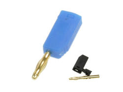 Wtyk bananowy; 2mm; 25.206.5; niebieski; 26,5mm; lutowany; wtykany (gniazdo bananowe 2mm); 10A; 60V; mosiądz złocony; PE; Amass; RoHS; 1.008.BL
