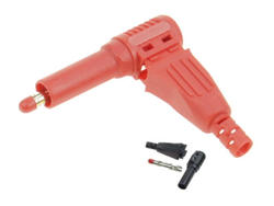 Banana plug; 4mm; 25.504.1; red; angled; safe; 40mm; solder; 32A; 1000V; nickel plated brass; PA; Amass; RoHS