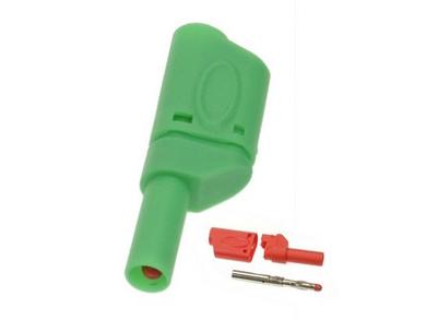 Banana plug; 4mm; 25.502.4; green; safe; 54mm; solder; pluggable (4mm banana socket); 32A; 1000V; nickel plated brass; PA; Amass; RoHS
