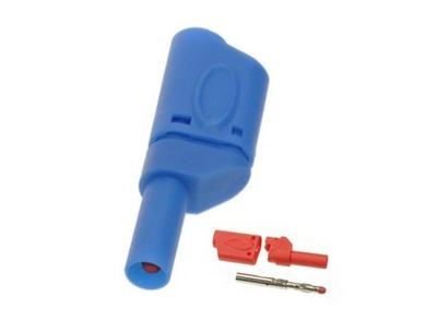 Banana plug; 4mm; 25.502.5; blue; safe; 54mm; pluggable (4mm banana socket); solder; 32A; 1000V; nickel plated brass; PA; Amass; RoHS