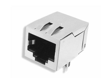 Socket; RJ45 8p8c; RJ45-ME; through hole; angled 90°; shielded; silver & black; gold plated; latch; RoHS