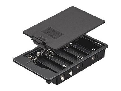 Battery holder; SUM-3x6; 6xR6(AA); for soldering; container; with lid; black; RoHS; R6 AA