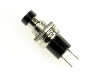 Switch; push button; PBS10CB; ON-(OFF); black; no backlight; solder; 2 positions; 1A; 250V AC; 7mm; 15mm