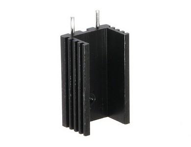 Heatsink; DY-CI/2,5; with 2 solder pins; with hole; blackened; 25mm; U; 15mm; 10mm