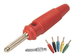 Banana plug; 4mm; BUELA-20 930 726 101; red; 60mm; pluggable (4mm banana socket); screwed; 16A; 60V; nickel plated brass; PVC; Hirschmann; RoHS