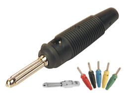 Banana plug; 4mm; BUELA-20 930 726 10; black; 60mm; pluggable (4mm banana socket); screwed; 16A; 60V; nickel plated brass; PVC; Hirschmann; RoHS