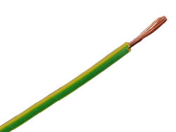Wire; equipment; H07V-K (LgY); 1 core; stranded; Cu; 6,00mm2; yellow-green; PVC; -40...+70°C; 750V; 100m reel; Elektrokabel; RoHS; 5,3mm; 1x6,00mm2