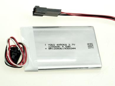 Rechargeable battery; Li-Po; LP405068; 3,7V; 1250mAh; 4,2x50,5x70mm; plug + socet JST; YOKU