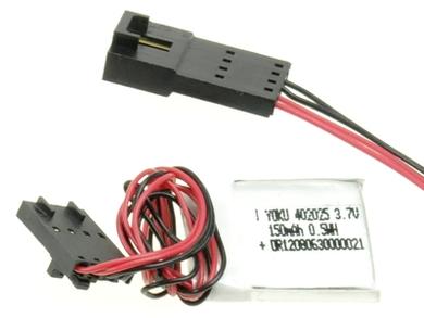 Rechargeable battery; Li-Po; LP402025; 3,7V; 150mAh; 4,4x21x26,5mm; plug + socet JST; YOKU