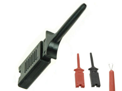 Test clip; A-CHP-50-B; pincer type; 3mm; black; 50mm; solder; 6A; 60V; brass; PA