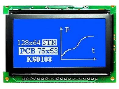 Display; LCD; graphical; AG-128064H-BHW; Background colour: blue; LED backlight; 128x64; RoHS