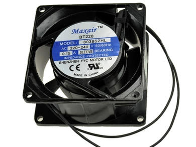 Fan; 8038S2HL; 80x80x38mm; slide bearing; 230V; AC; 18W; 40,8m3/h; 31dB; 110mA; 2400RPM; 2 wires; Maxair (Ya-Cool); RoHS