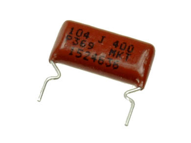 Capacitor; polyester; MKT; 100nF; 400V DC/220V AC; PCMT369; PCMT369DB4104; 5%; 5x11x12,5mm; 10mm; bulk; -55...+105°C; Pilkor; RoHS