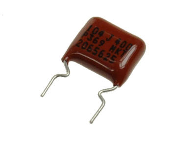 Capacitor; polyester; MKT; 100nF; 400V DC/220V AC; PCMT369; PCMT369F54104; 5%; 5x11x18mm; 15mm; bulk; -55...+105°C; Pilkor; RoHS