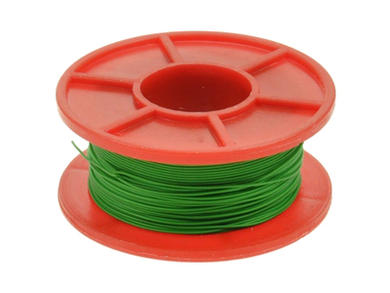 Wire; equipment; Kynar 50m; 1 core; solid; Cu; silver plated; 0,25mm; green; PVDF; kynar; max +135°C; 300V; 50m spool; Weiyang; RoHS