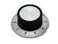 Gałka; GSK37; 6mm; szary; czarny; fi 36/24mm; 15mm; aluminium; plastik; blokowane śrubą; ze skalą