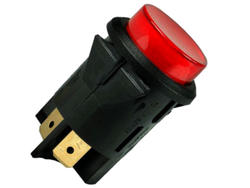 Switch; push button; C7054AFBR3; OFF-(ON); red; neon bulb 250V backlight; red; 6,3x0,8mm connectors; 2 positions; 16A; 250V AC; 25mm; 35mm; Bulgin