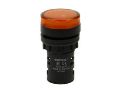 Indicator; AD16-22DS/O-230VAC; 22mm; LED 230V backlight; orange; screw; black; IP40; 38mm; Onpow; RoHS