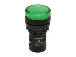 Indicator; AD16-22DS/G-24; 22mm; LED 24V backlight; green; screw; black; IP40; 38mm; Onpow; RoHS