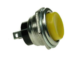 Switch; push button; PBS26BY; OFF-(ON); yellow; no backlight; solder; 2 positions; 2A; 250V AC; 16mm; 20mm