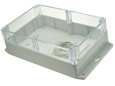 Enclosure; multipurpose; G232CMF; polycarbonate; 222mm; 146mm; 75mm; IP65; light gray; transparent lid; mounting flange; Gainta; RoHS