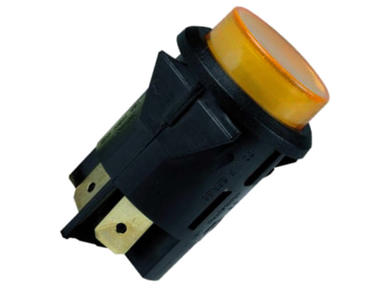 Przełącznik; przyciskowy; C7054AFBA3; OFF-(ON); żółty; podświetlenie neonówka 250V; żółty; konektory 6,3x0,8mm; 2 pozycje; 16A; 250V AC; 25mm; 35mm; Arcolectric