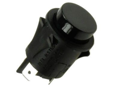 Przełącznik; przyciskowy; SN404BBB; OFF-(ON); czarny; bez podświetlenia; konektory 6,3x0,8mm; 2 pozycje; 16A; 250V AC; 25mm; 34mm; Highly