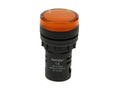 Indicator; AD16-22DS/O-24; 22mm; LED 24V backlight; orange; screw; black; IP40; 38mm; Onpow; RoHS