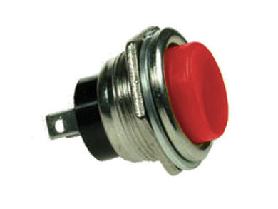 Switch; push button; PBS26BR; OFF-(ON); red; no backlight; solder; 2 positions; 2A; 250V AC; 16mm; 20mm