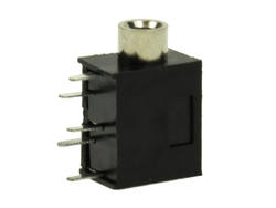 Socket; jack 3,5; GJ11-3,5S; stereo; angled 90°; plastic; black; through hole; RoHS