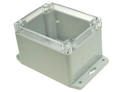 Enclosure; multipurpose; G221CMF; polycarbonate; 115mm; 90mm; 80mm; IP65; light gray; transparent lid; mounting flange; Gainta; RoHS