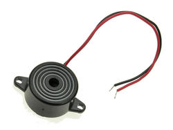 Buzzer piezoelektryczny; FYE248; 85 dB (d=0,3m); 12V; 15mA; fi 22,7mm; 5kHz; na panel; ciągły; z generatorem; przewody; 12mm; RoHS