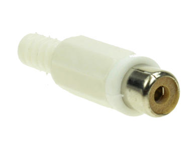 Socket; RCA; GRCA-PW; plastic; white; for cable; straight; solder; RoHS