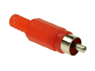 Plug; RCA; WTRCA-R; plastic; red; for cable; straight; solder; RoHS