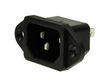 Plug; AC power; IEC C14 IBM; AS-301; straight; for panel; screw; 10A; 250V; 4,8x0,8mm connectors; KLS