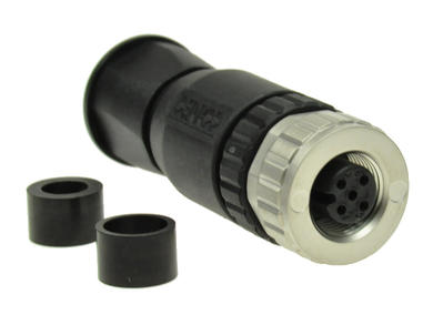 Socket; 43-00002; M12-4p; 4 ways; straight; spring; 0,5mm2; 4-8mm; for cable; black; IP67; 4A; 250V; Conec; RoHS