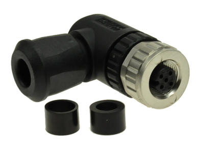 Socket; 43-00010; M12-4p; 4 ways; angled 90°; spring; 0,5mm2; 4-8mm; for cable; black; IP67; 4A; 250V; Conec; RoHS