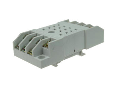 Relay socket; GZU14; DIN rail type; grey; without clamp; Relpol; RoHS; R15 4P