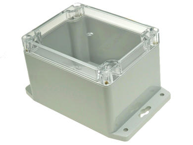 Enclosure; multipurpose; G221CMF; polycarbonate; 115mm; 90mm; 80mm; IP65; light gray; transparent lid; mounting flange; Gainta; RoHS