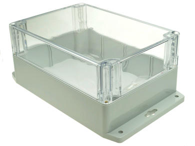 Enclosure; multipurpose; G223CMF; polycarbonate; 171mm; 121mm; 80mm; IP65; light gray; transparent lid; mounting flange; Gainta; RoHS