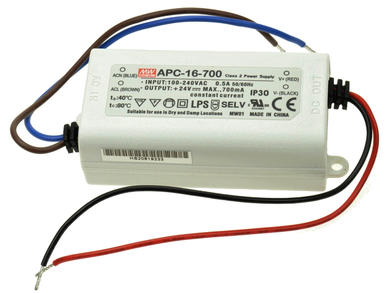Power Supply; for LEDs; APC-16-700; 9÷24V DC; 700mA; 16,8W; constant current design; IP30; Mean Well