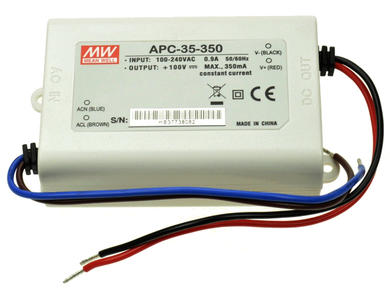 Power Supply; for LEDs; APC-35-350; 28÷100V DC; 350mA; 35W; constant current design; IP30; Mean Well