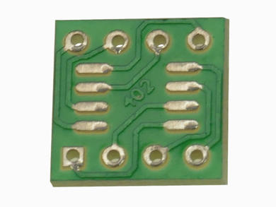 Circuit board; adapter; UMSMD402; 8; 12x12; 2,54mm; adapter SOP08-DIP08; drilled; 1pcs.; green