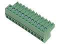 Terminal block; XY2500F-G-12P3.5; 12 ways; R=3,50mm; 15,4mm; 8A; 125V; for cable; angled 90°; square hole; slot screw; screw; vertical; 1,5mm2; green; Xinya; RoHS