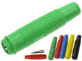 Banana socket; 4mm; 25.430.4; cable mounted; green; solder; 47,5mm; 24A; 60V; nickel plated brass; PVC; Amass; RoHS; 1.302