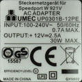 Power Supply; plug; ZSI12V2,5A; 12V DC; 2,5A; straight 2,5/5,5mm; black