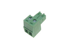 Terminal block; XY2500F-G-02P3.5; 2 ways; R=3,50mm; 15,4mm; 8A; 125V; for cable; angled 90°; square hole; slot screw; screw; vertical; 1,5mm2; green; Xinya; RoHS