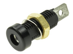 Banana socket; 4mm; 24.244.2; black; 6,3mm connector; 29,5mm; 24A; 60V; zinc plated brass; ABS; Amass; RoHS