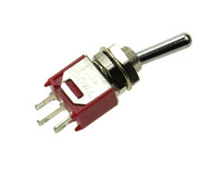 Switch; toggle; TS4-B1-T1-M1; 2*1; ON-ON; 1 way; 2 positions; bistable; panel mounting; solder; 1,5A; 250V AC; red; 13mm; Highly; RoHS